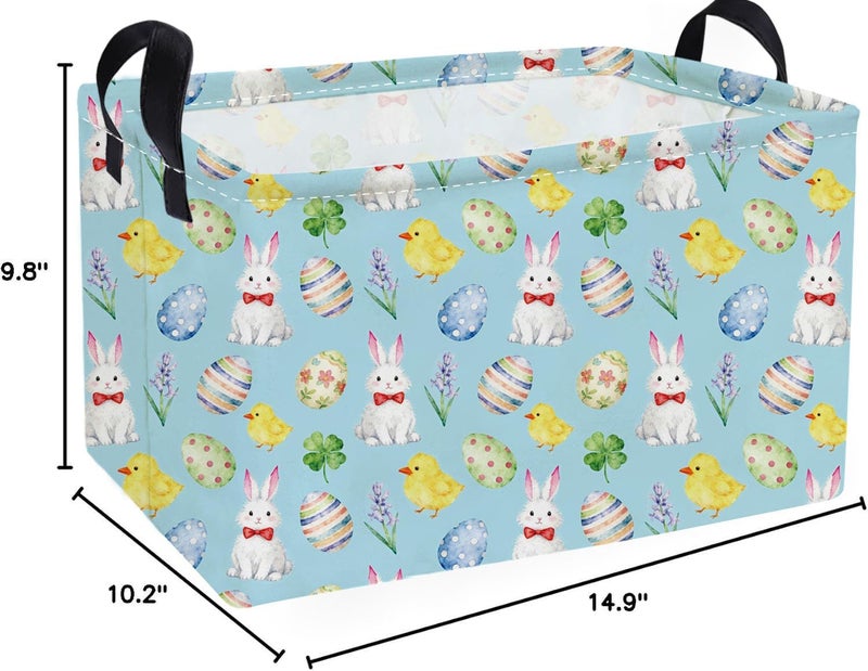 ESSME Rectangular Easter Basket, Kids Storage bin Organizer with Handles for Easter Decor,Shelf Basket,Toy Organizer,Easter Baskets.(Blue Easter) - Image 2